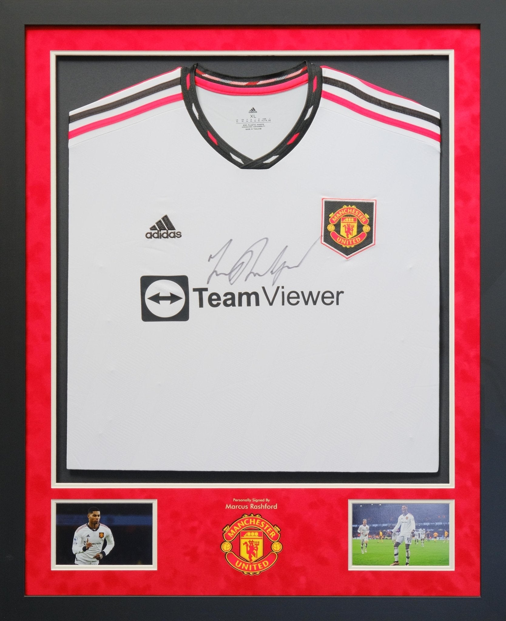 Rashford Signed Manchester United White Shirt Framed Display - Memorabilia Framers Shop
